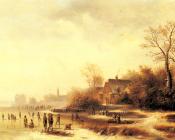 安东 道尔 : Figures In A Frozen Winter Landscape